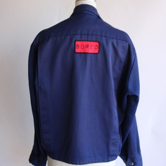 Vintage 1970s 1980s Mens Jacket, Boss Uniform Co. Navy Blue Work Jacket - Picture 9 of 10